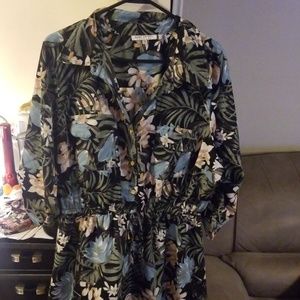 3/4 sleeve knee length button up dress